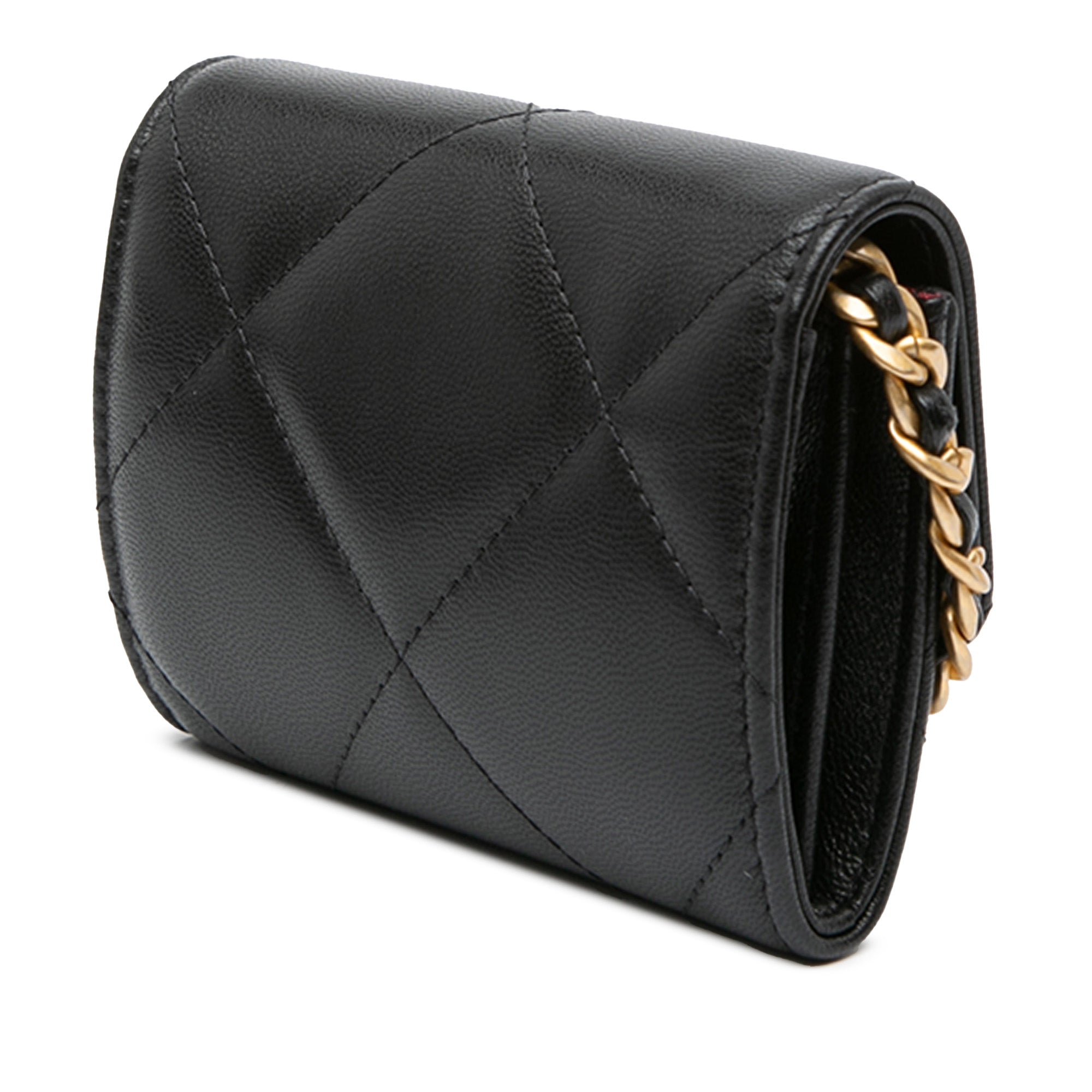 Lambskin 19 Flap Coin Purse With Chain