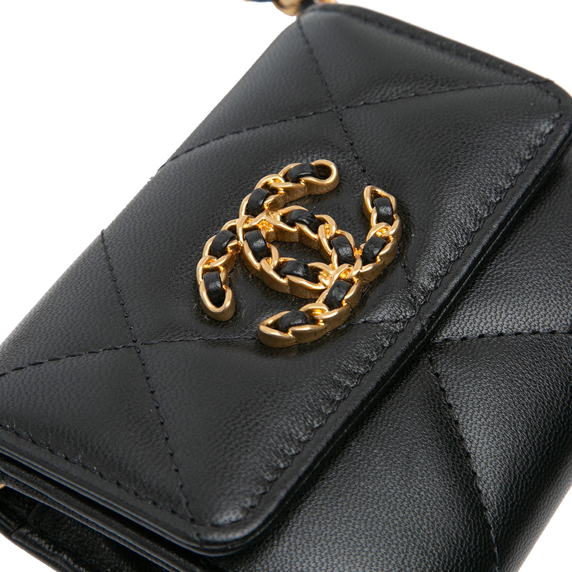 Lambskin 19 Flap Coin Purse With Chain