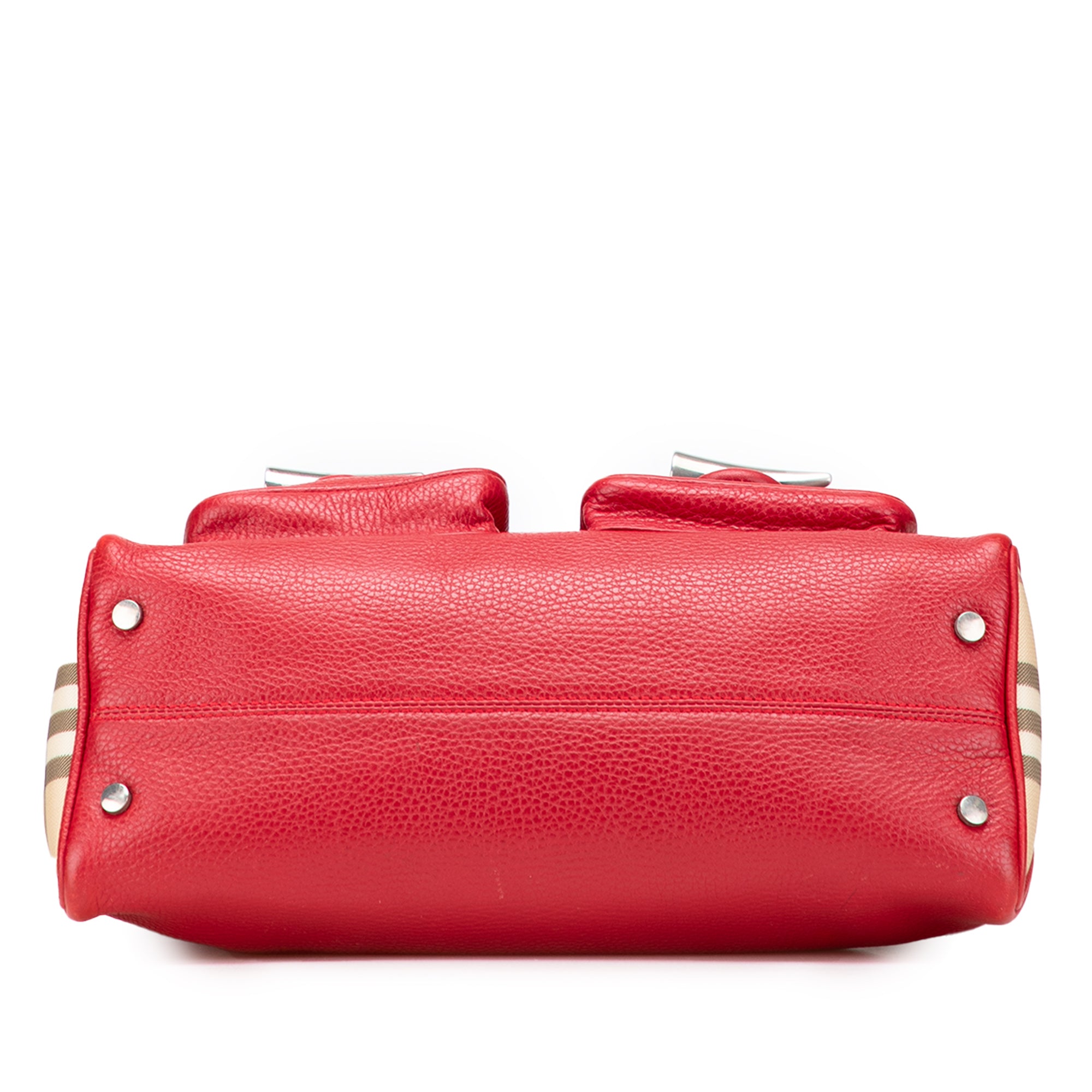 House Check Trimmed Grainy Calfskin Horn Toggle Tote