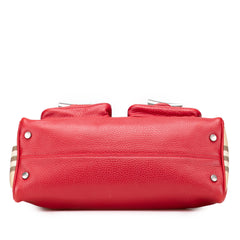 House Check Trimmed Grainy Calfskin Horn Toggle Tote