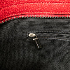 House Check Trimmed Grainy Calfskin Horn Toggle Tote