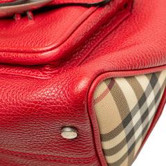 House Check Trimmed Grainy Calfskin Horn Toggle Tote