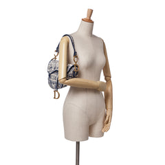 Canvas Embroidered Toile de Jouy Saddle Bag
