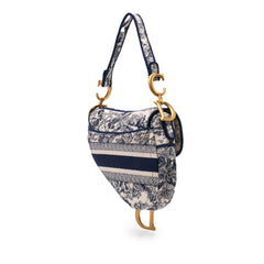 Canvas Embroidered Toile de Jouy Saddle Bag