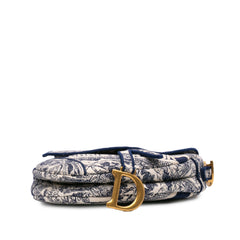 Canvas Embroidered Toile de Jouy Saddle Bag