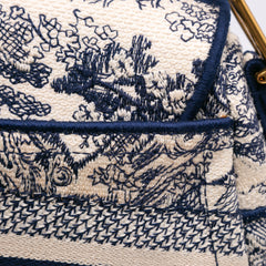 Canvas Embroidered Toile de Jouy Saddle Bag