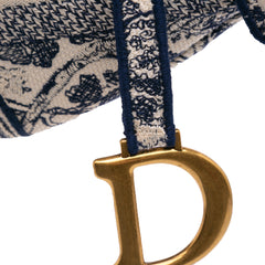 Canvas Embroidered Toile de Jouy Saddle Bag