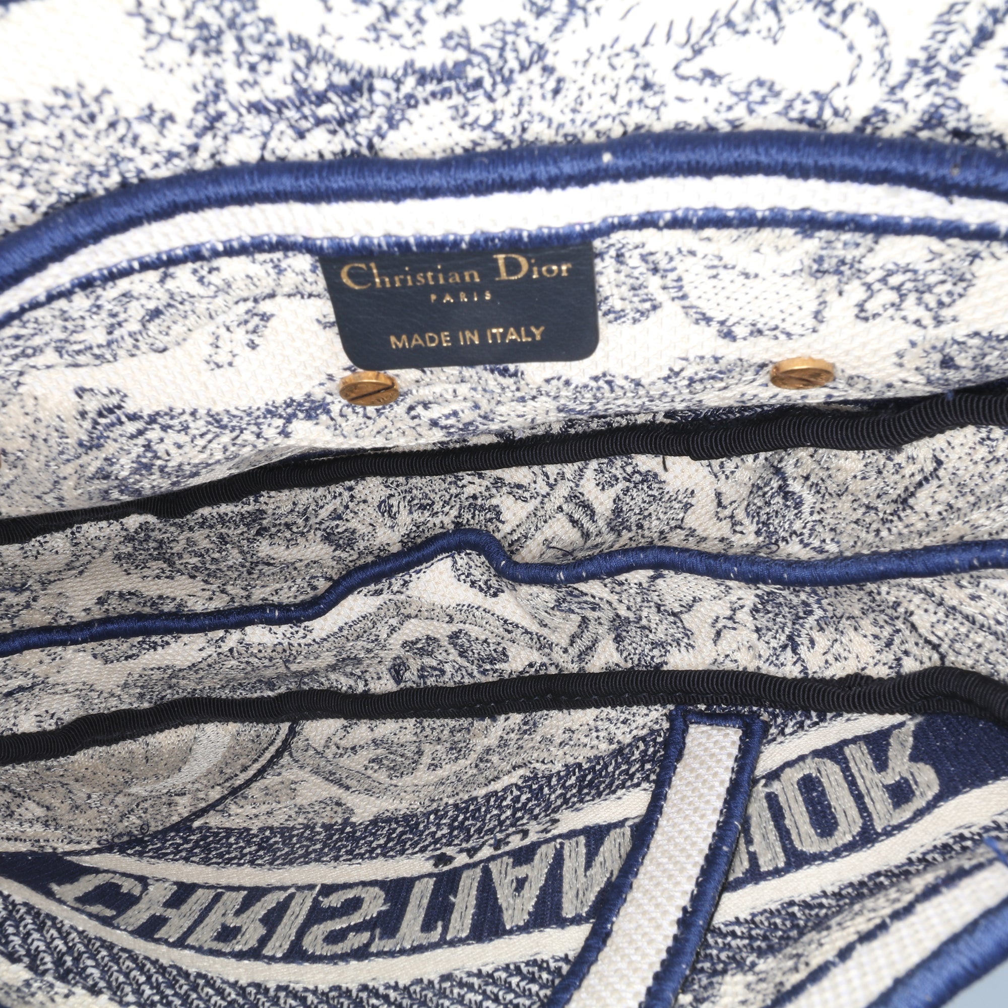 Canvas Embroidered Toile de Jouy Saddle Bag