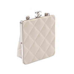 Lambskin and Acrylic Kiss Clutch with Chain