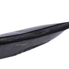 Leather DG Family Patch Zip Pouch
