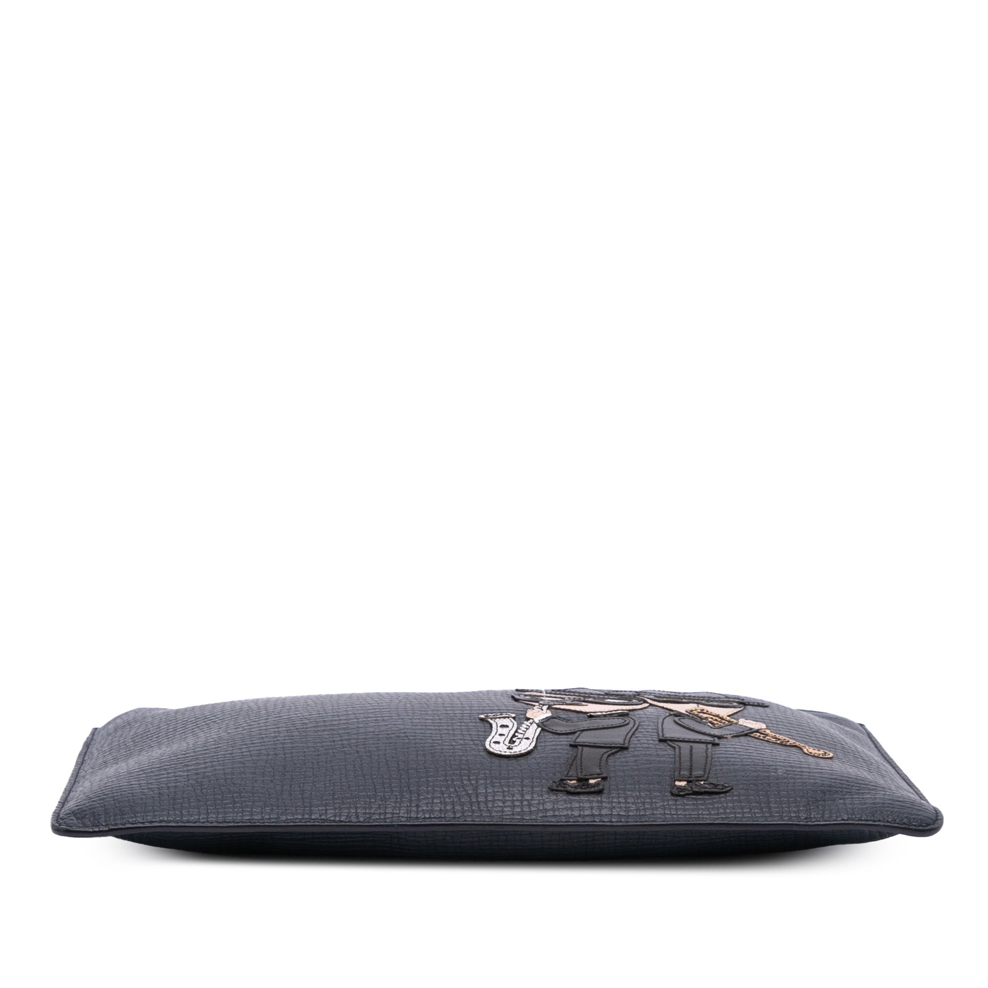 Leather DG Family Patch Zip Pouch