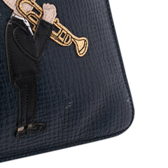 Leather DG Family Patch Zip Pouch