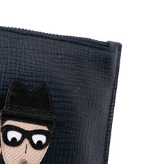 Leather DG Family Patch Zip Pouch