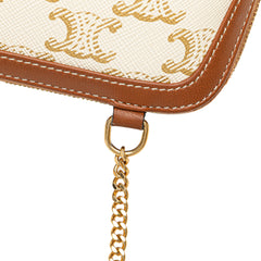 Triomphe Coated Canvas Clutch On Chain
