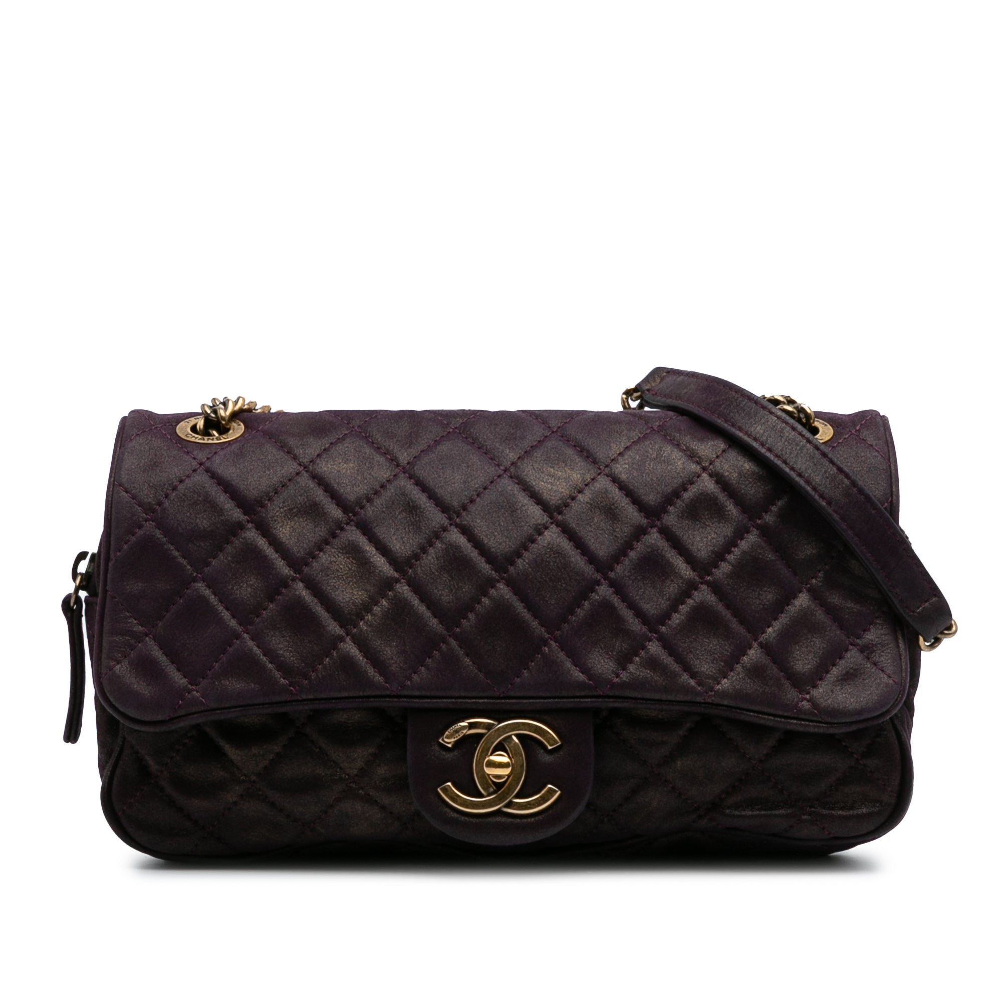 Small Quilted Iridescent Calfskin Shiva Flap