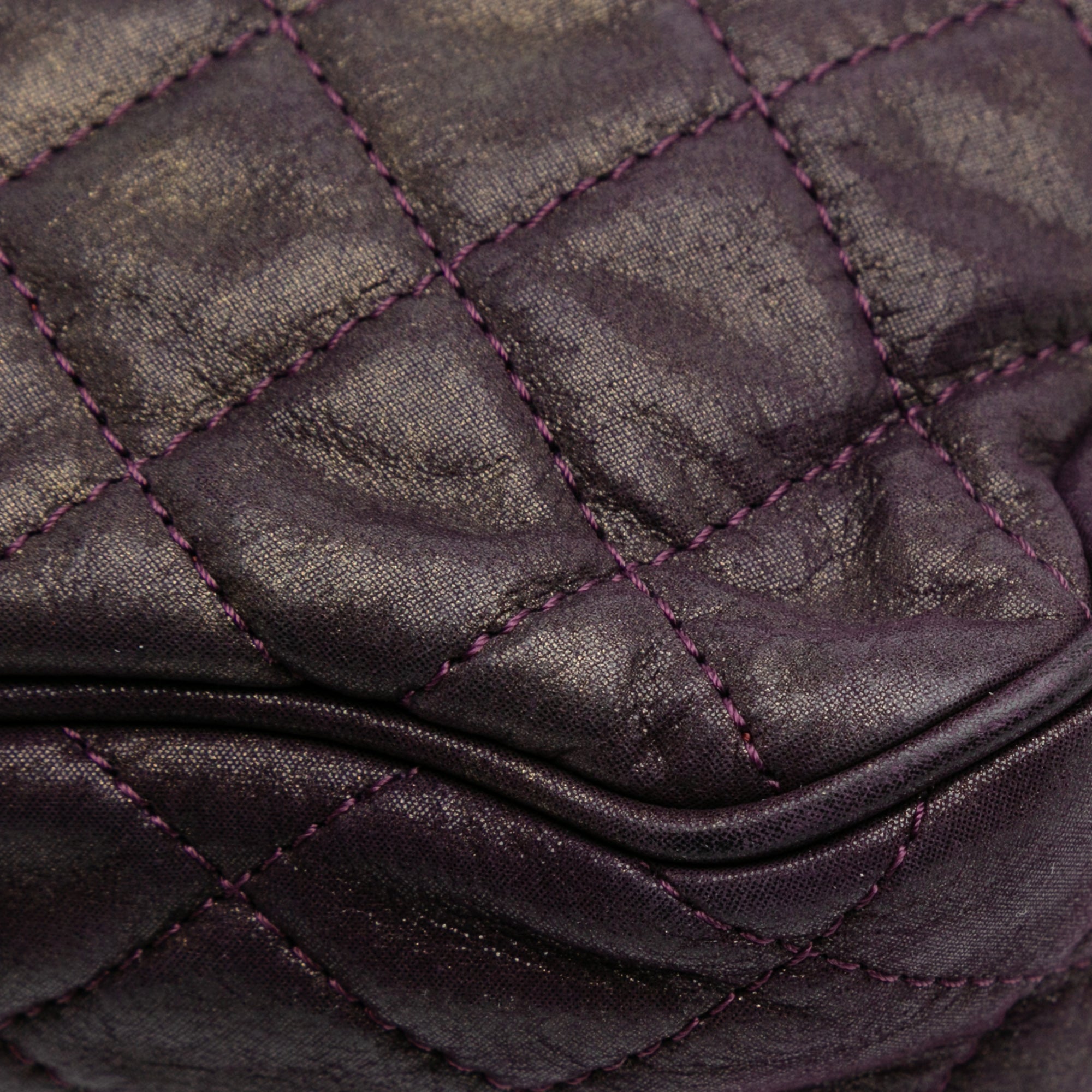 Small Quilted Iridescent Calfskin Shiva Flap