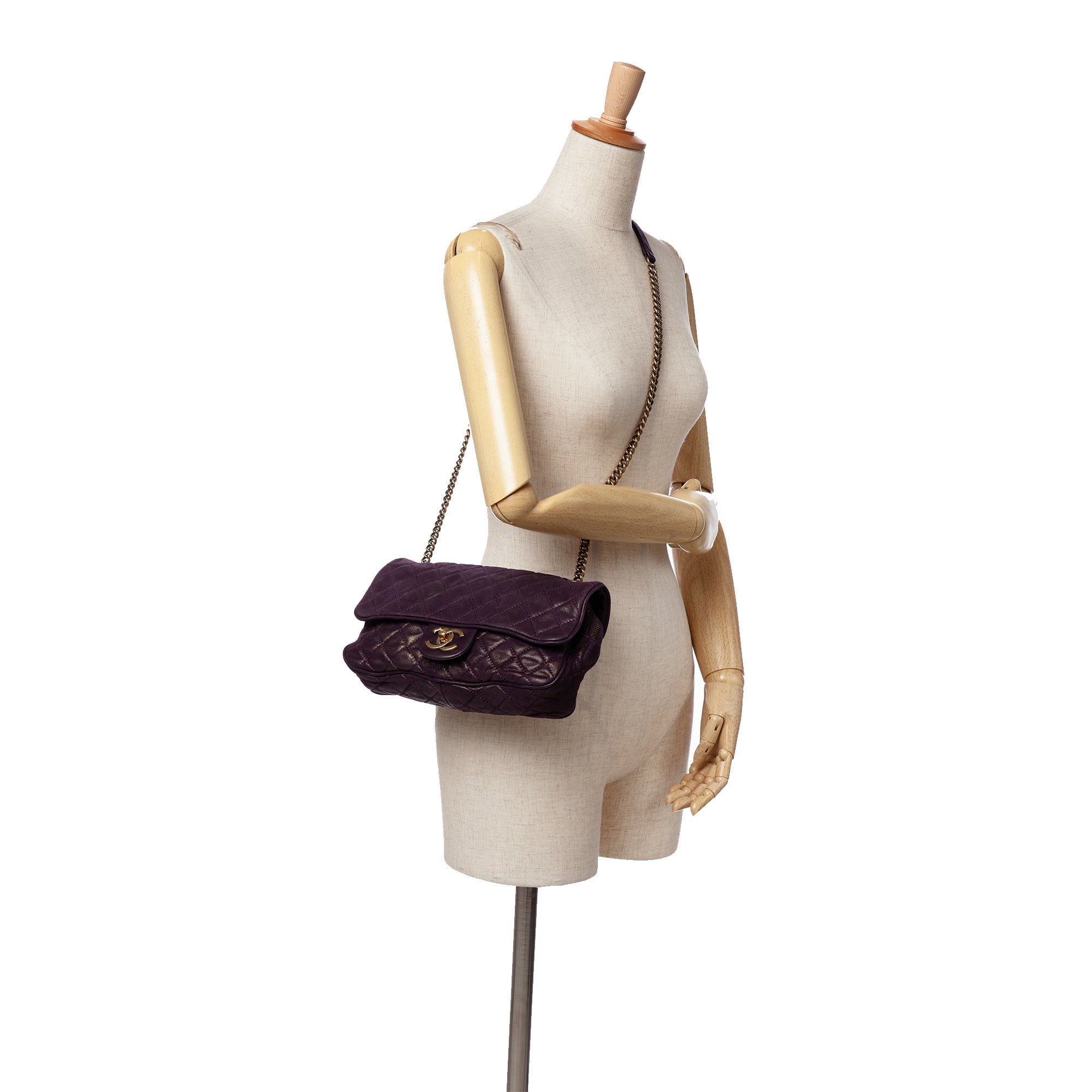 Small Quilted Iridescent Calfskin Shiva Flap