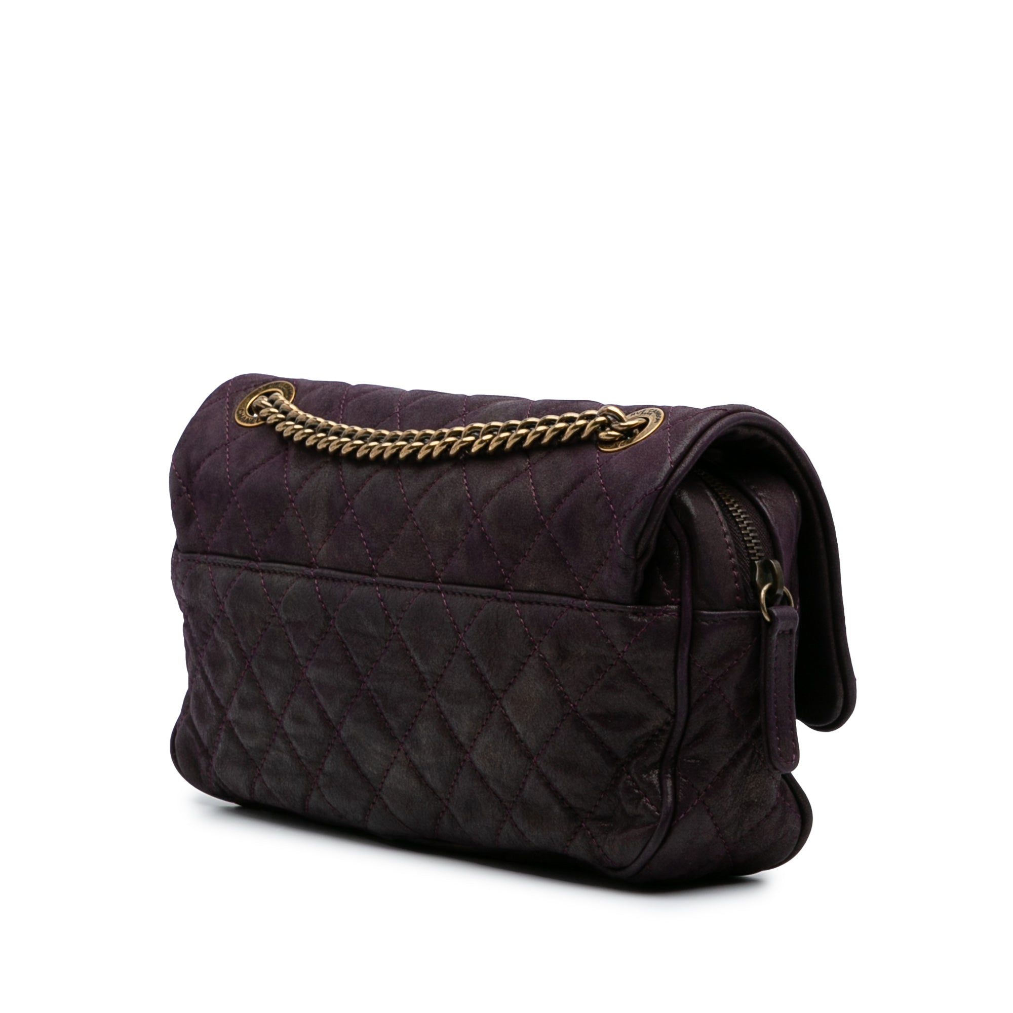 Small Quilted Iridescent Calfskin Shiva Flap