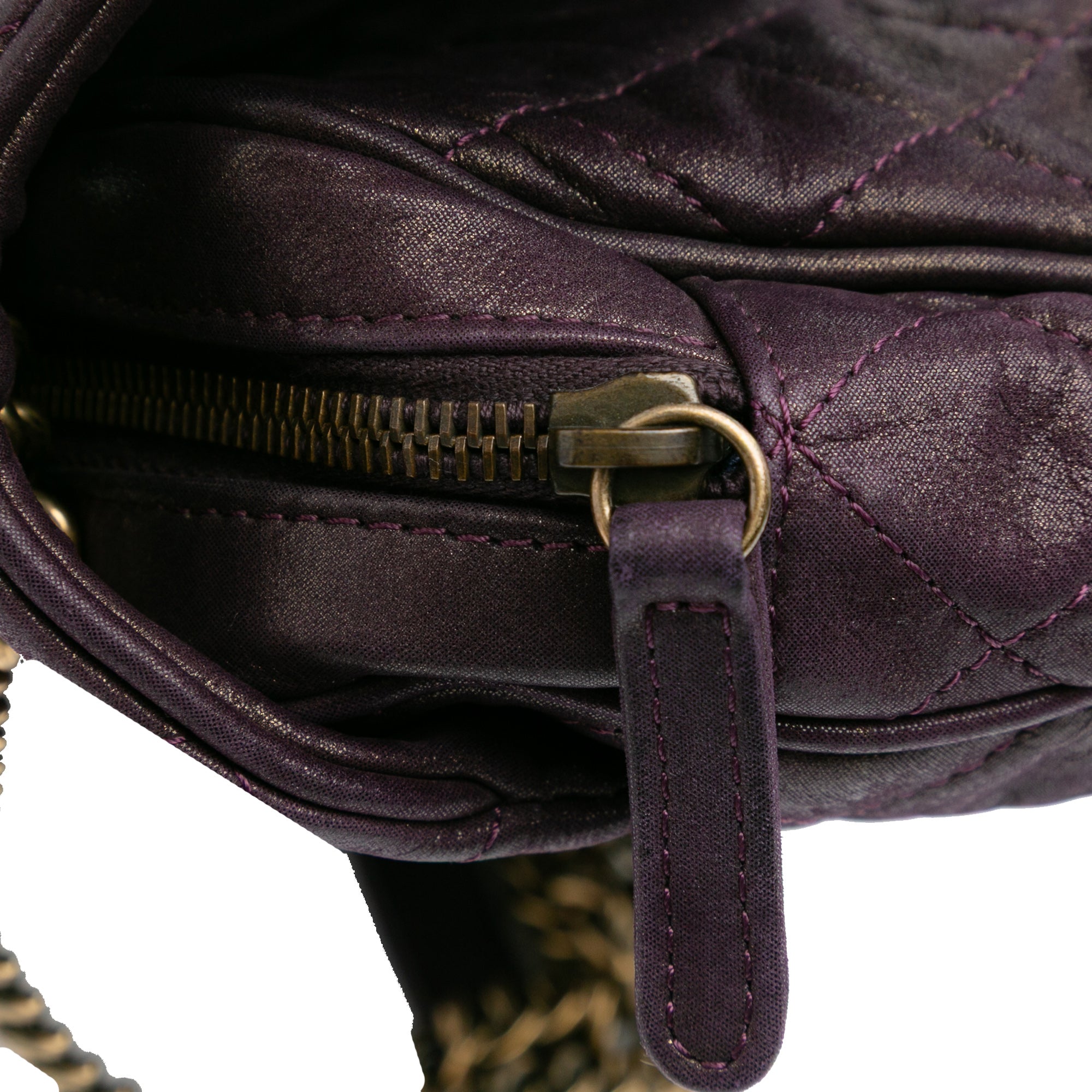 Small Quilted Iridescent Calfskin Shiva Flap
