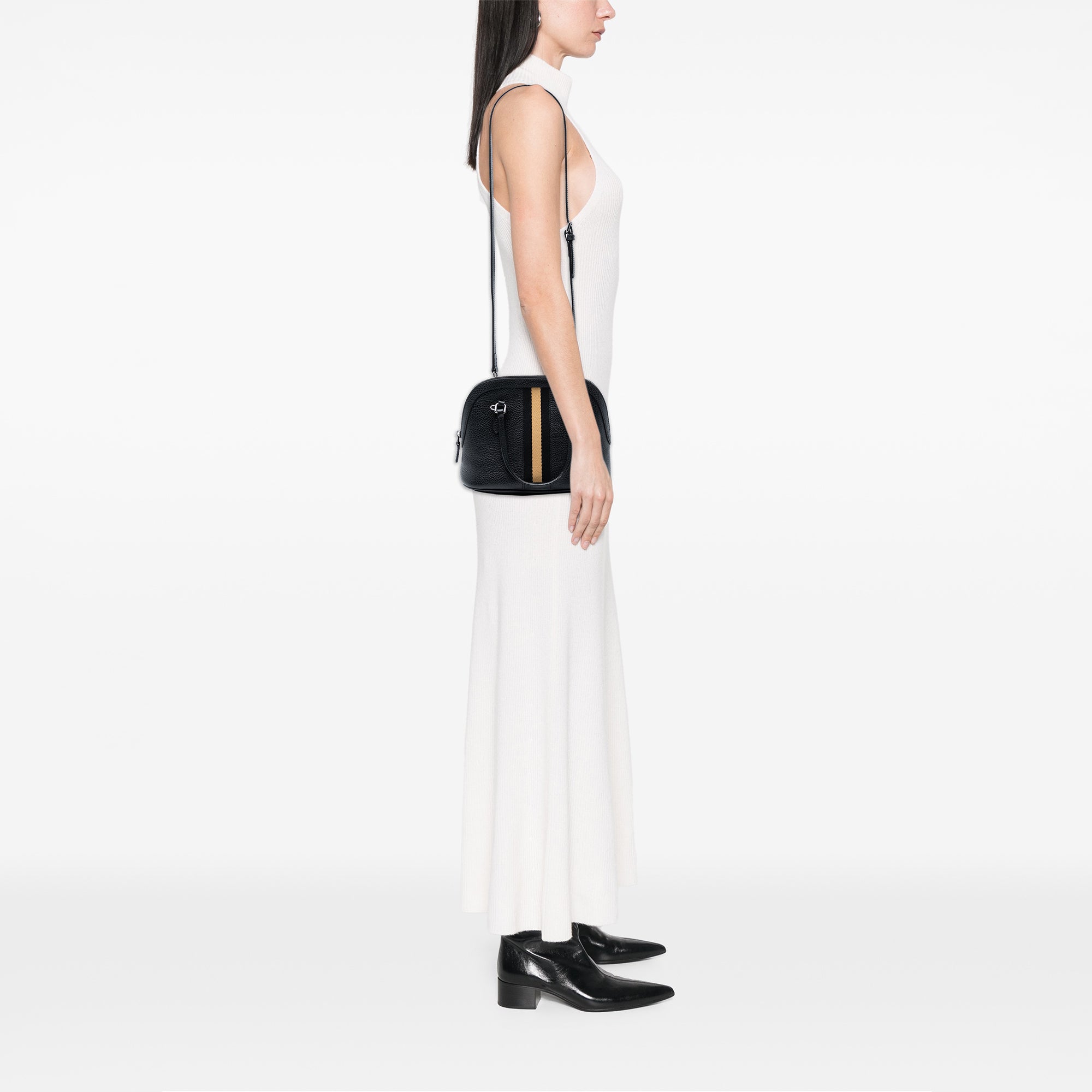 Mini Leather Web Dome Satchel