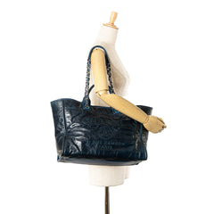 Medium Glazed Calfskin and Caviar Deauville Tote