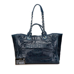 Medium Glazed Calfskin and Caviar Deauville Tote