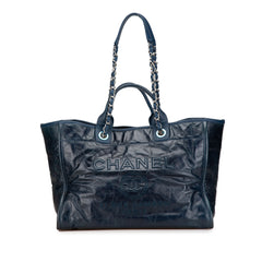 Medium Glazed Calfskin and Caviar Deauville Tote