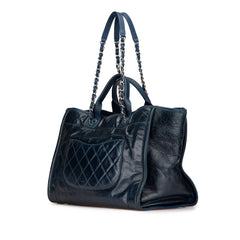 Medium Glazed Calfskin and Caviar Deauville Tote