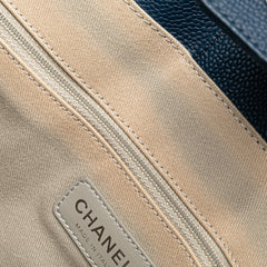 Medium Glazed Calfskin and Caviar Deauville Tote