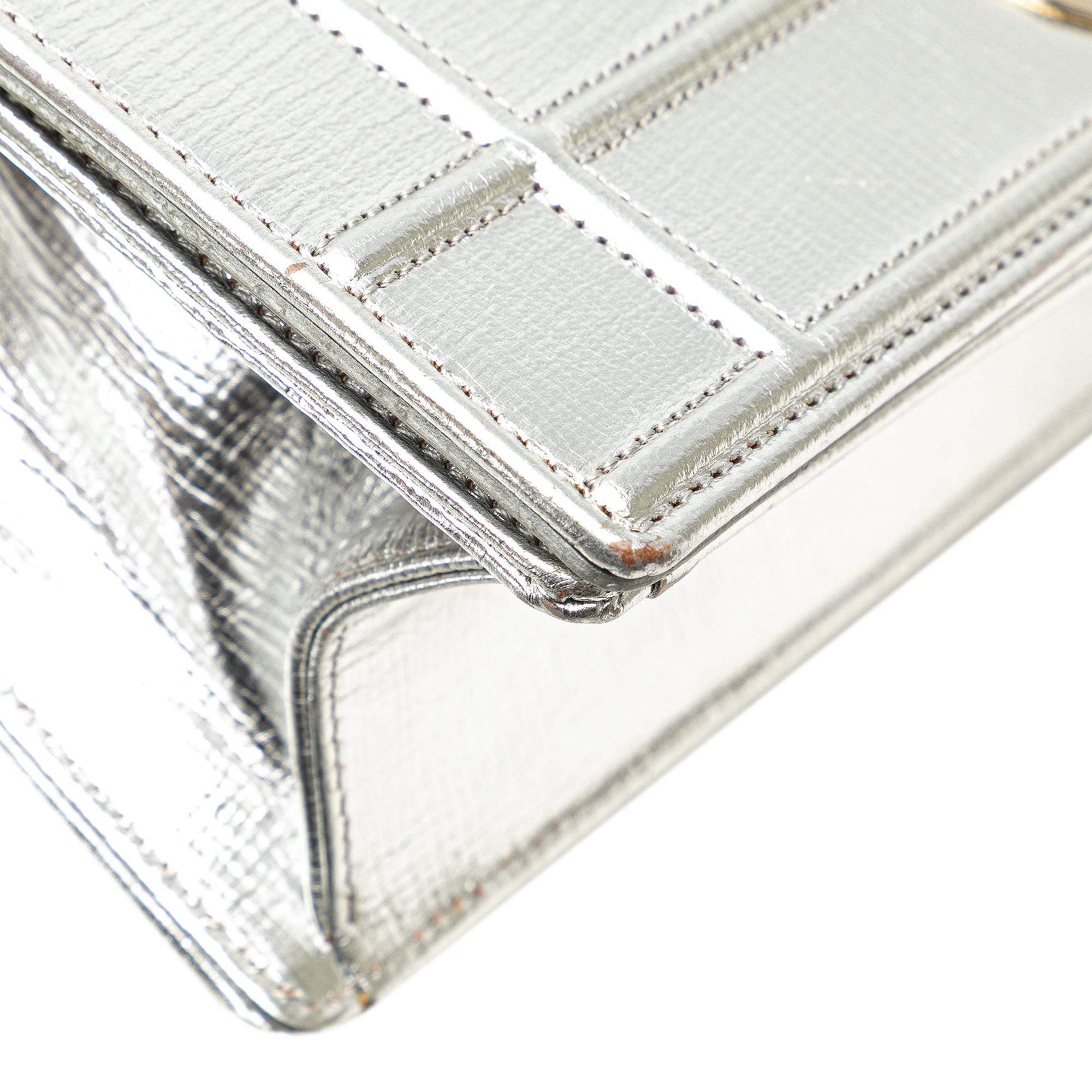 Small Metallic Grained Calfskin Diorama Flap