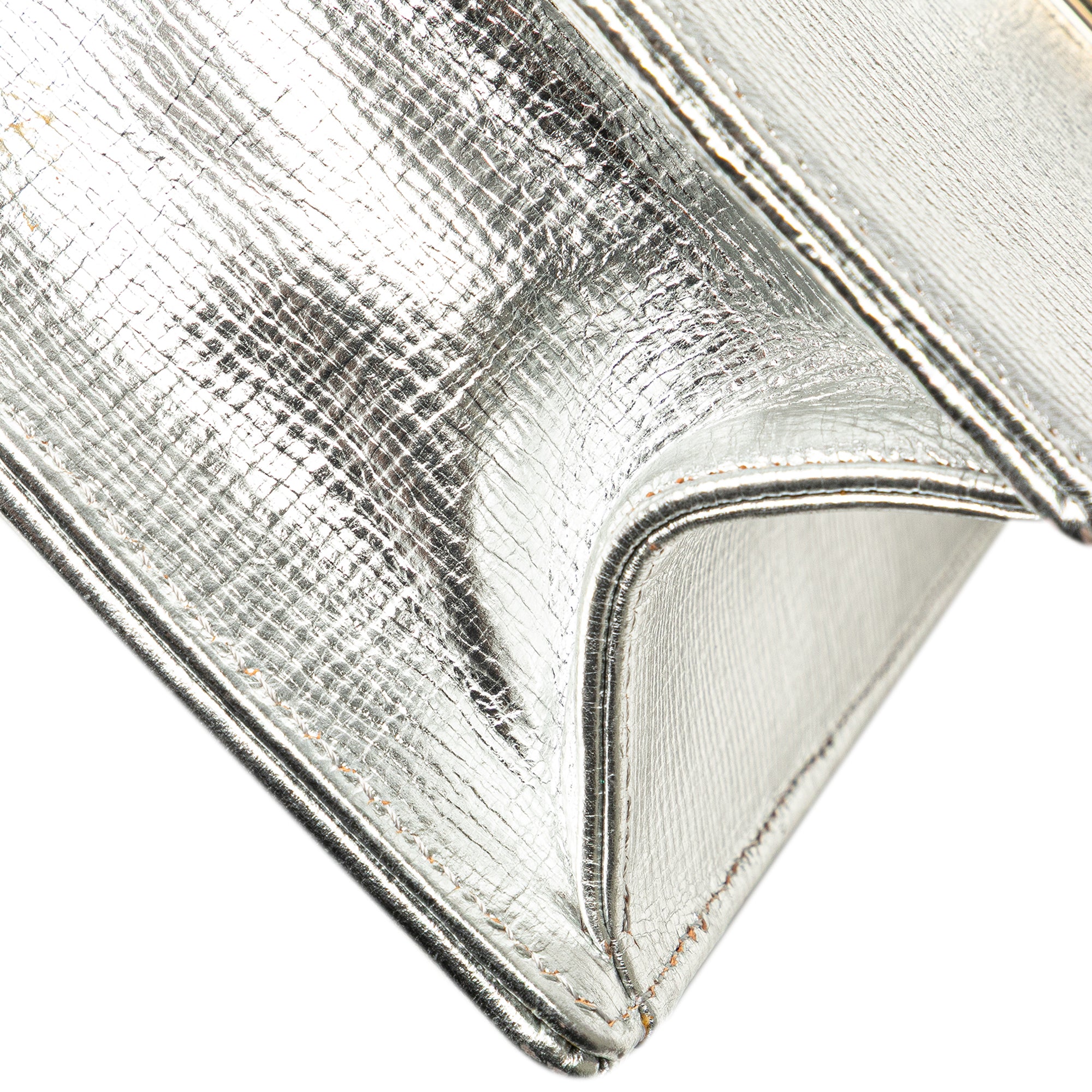 Small Metallic Grained Calfskin Diorama Flap
