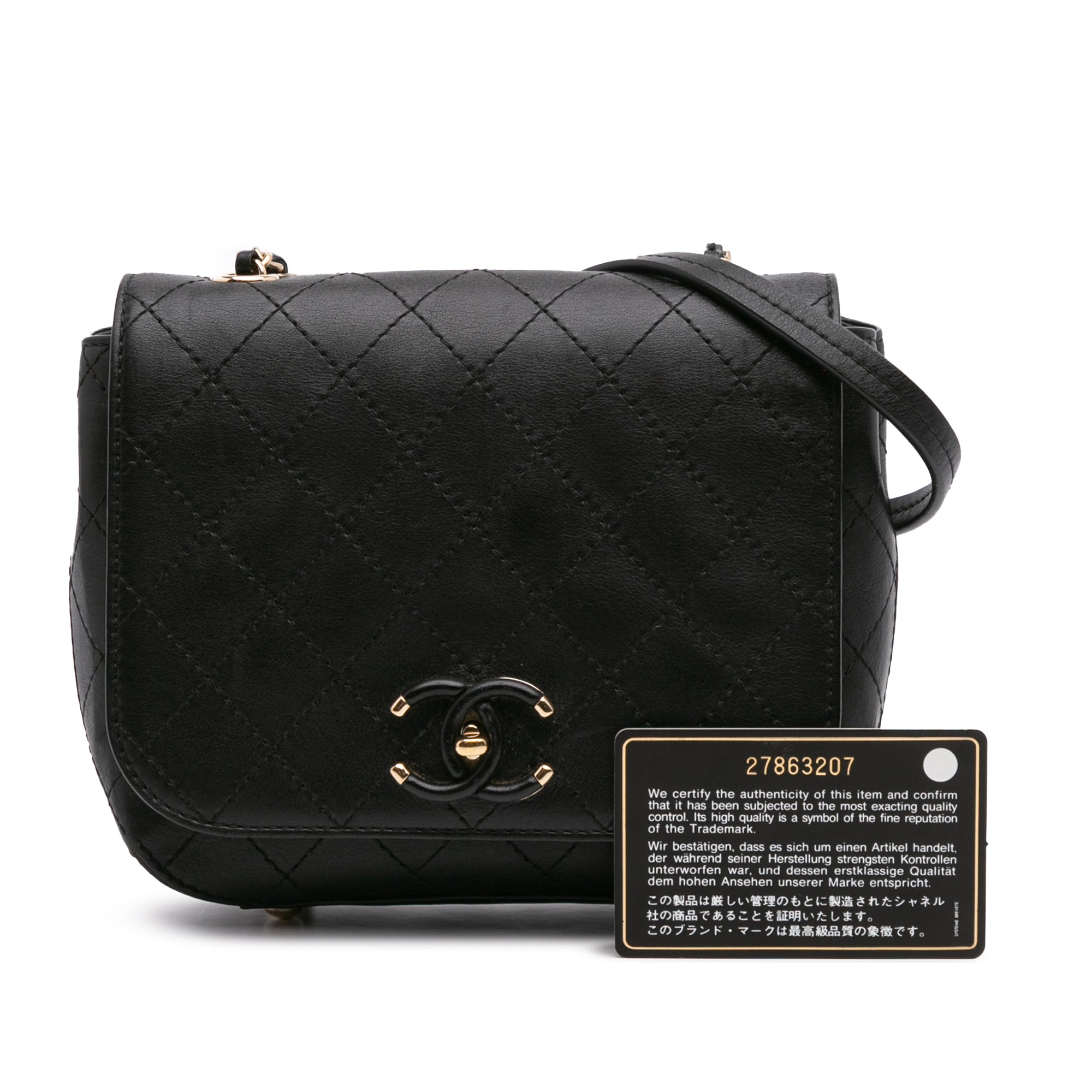 Small Stitched Calfskin Covered CC Flap