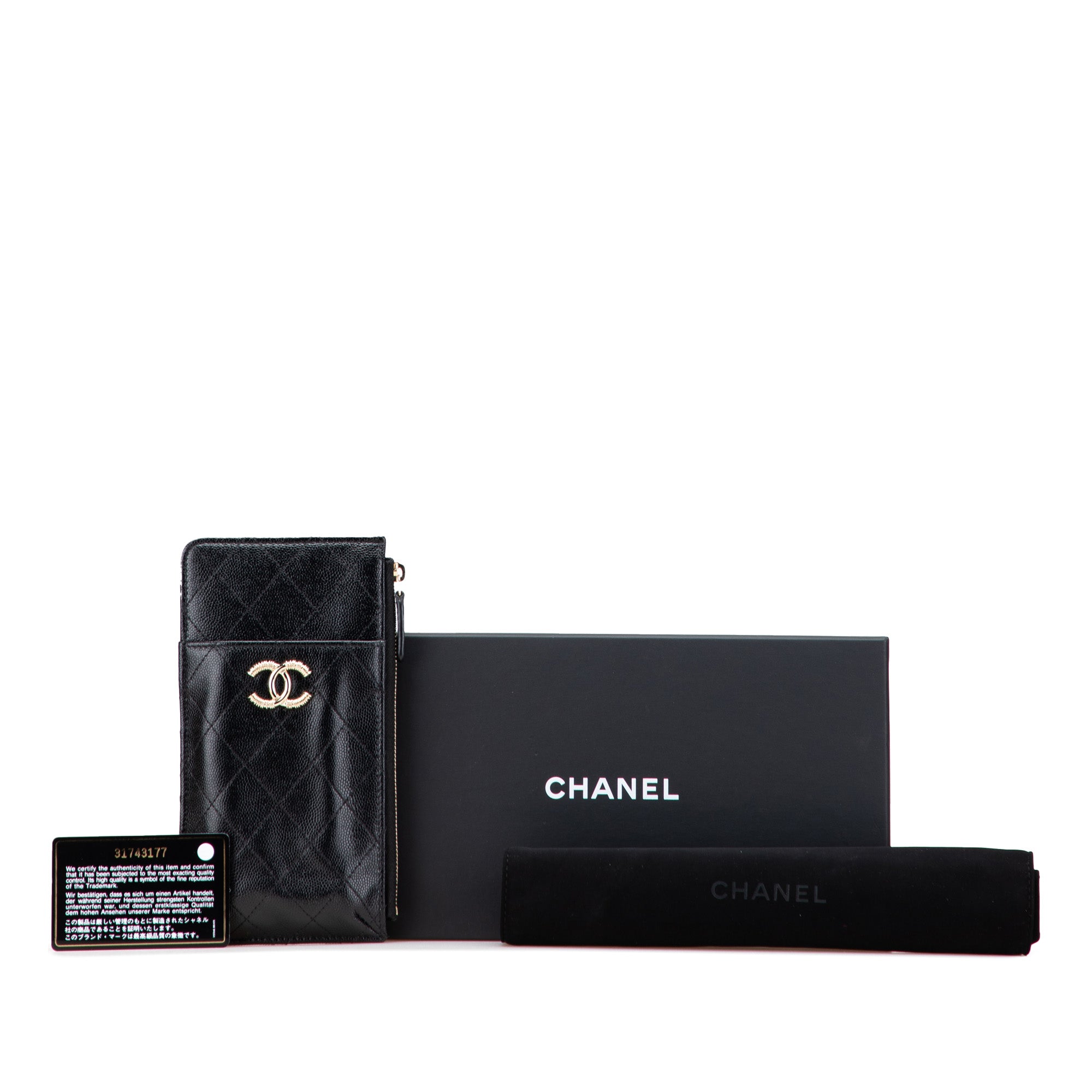 CC Quilted Caviar Card Holder