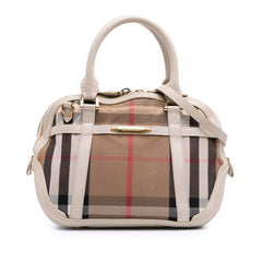 Small Leather Trimmed House Check Canvas Bridle Orchard Satchel
