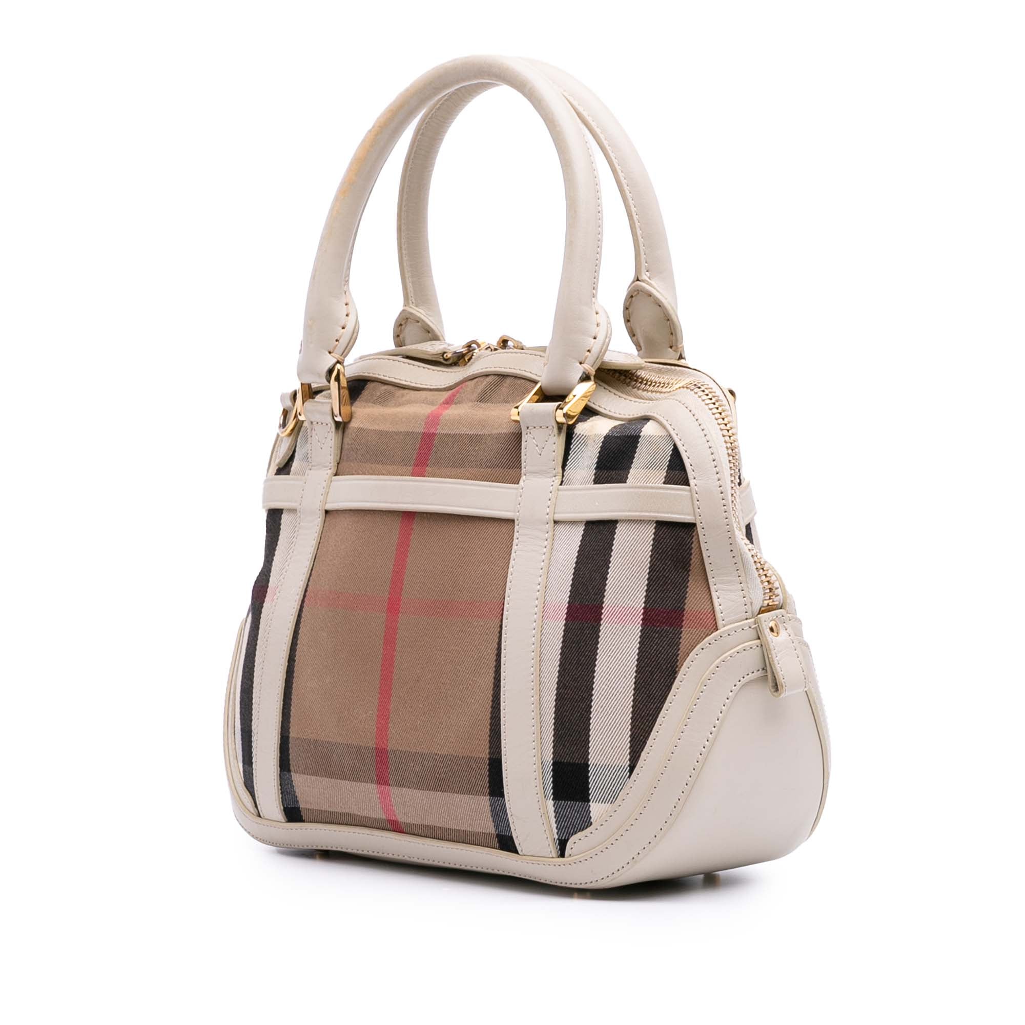 Small Leather Trimmed House Check Canvas Bridle Orchard Satchel