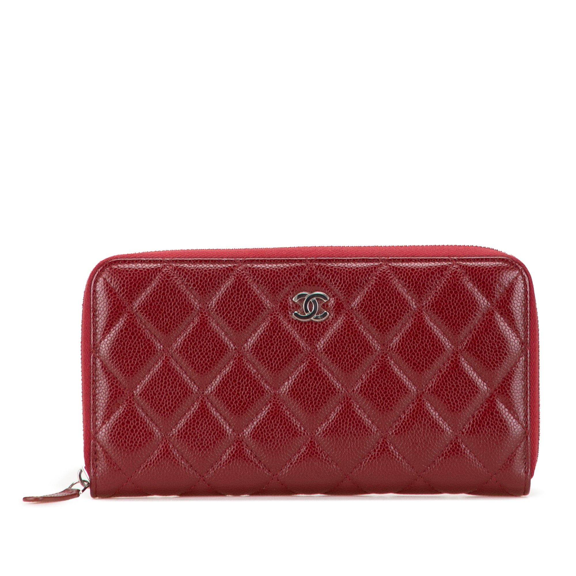 CC Quilted Caviar Zip Around Long Wallet