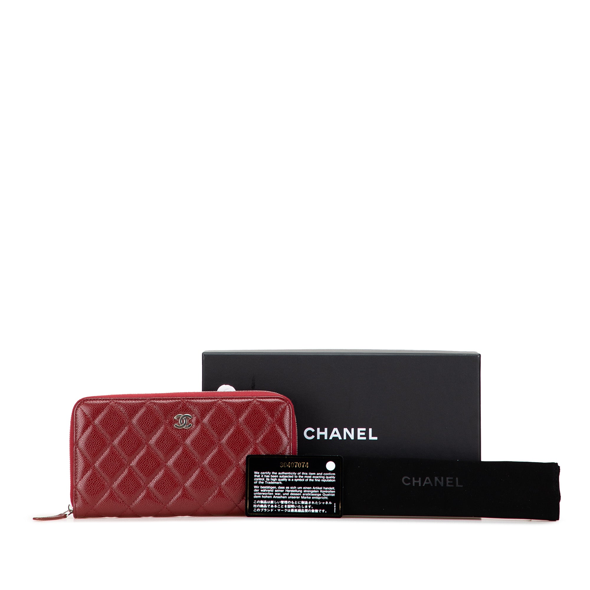 CC Quilted Caviar Zip Around Long Wallet