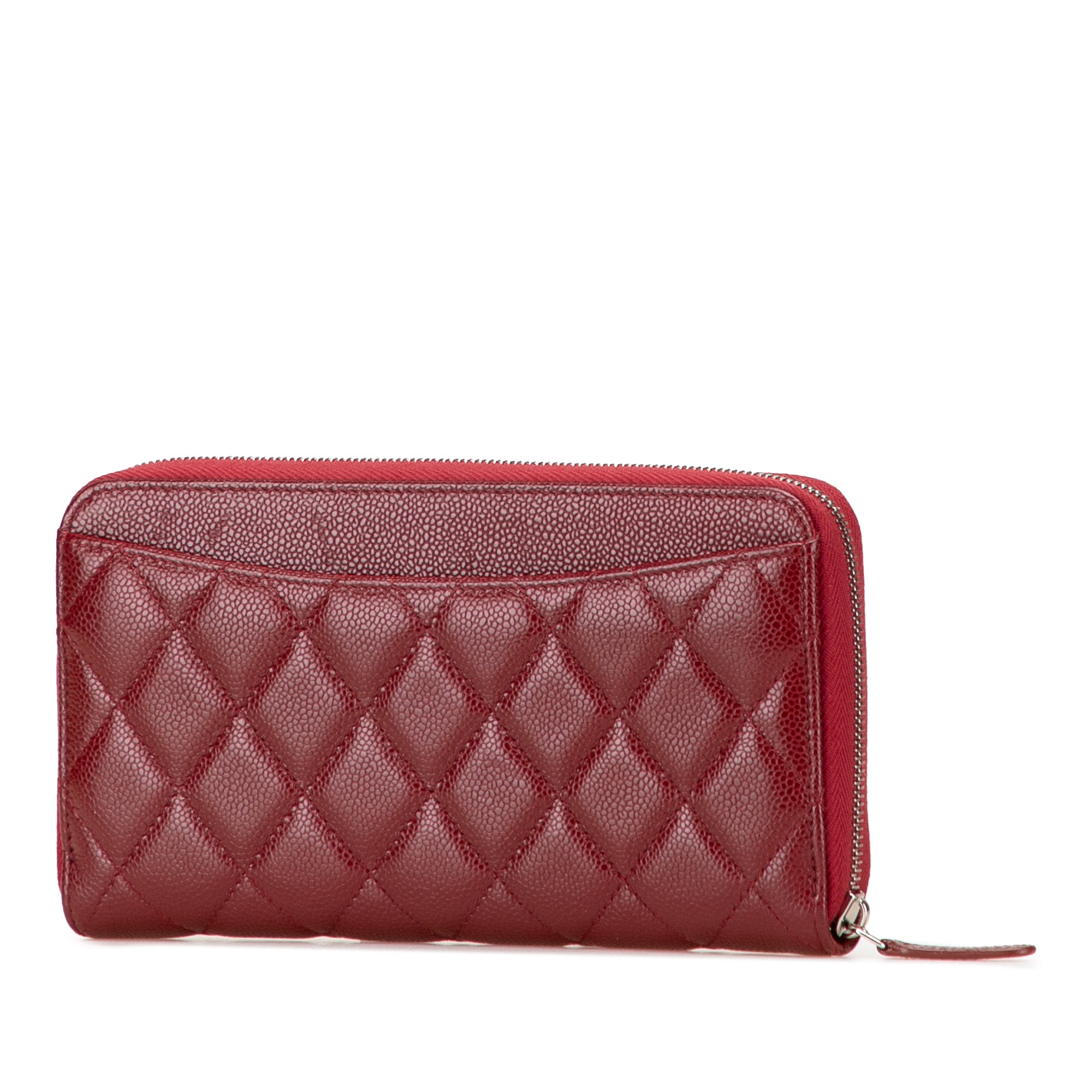 CC Quilted Caviar Zip Around Long Wallet