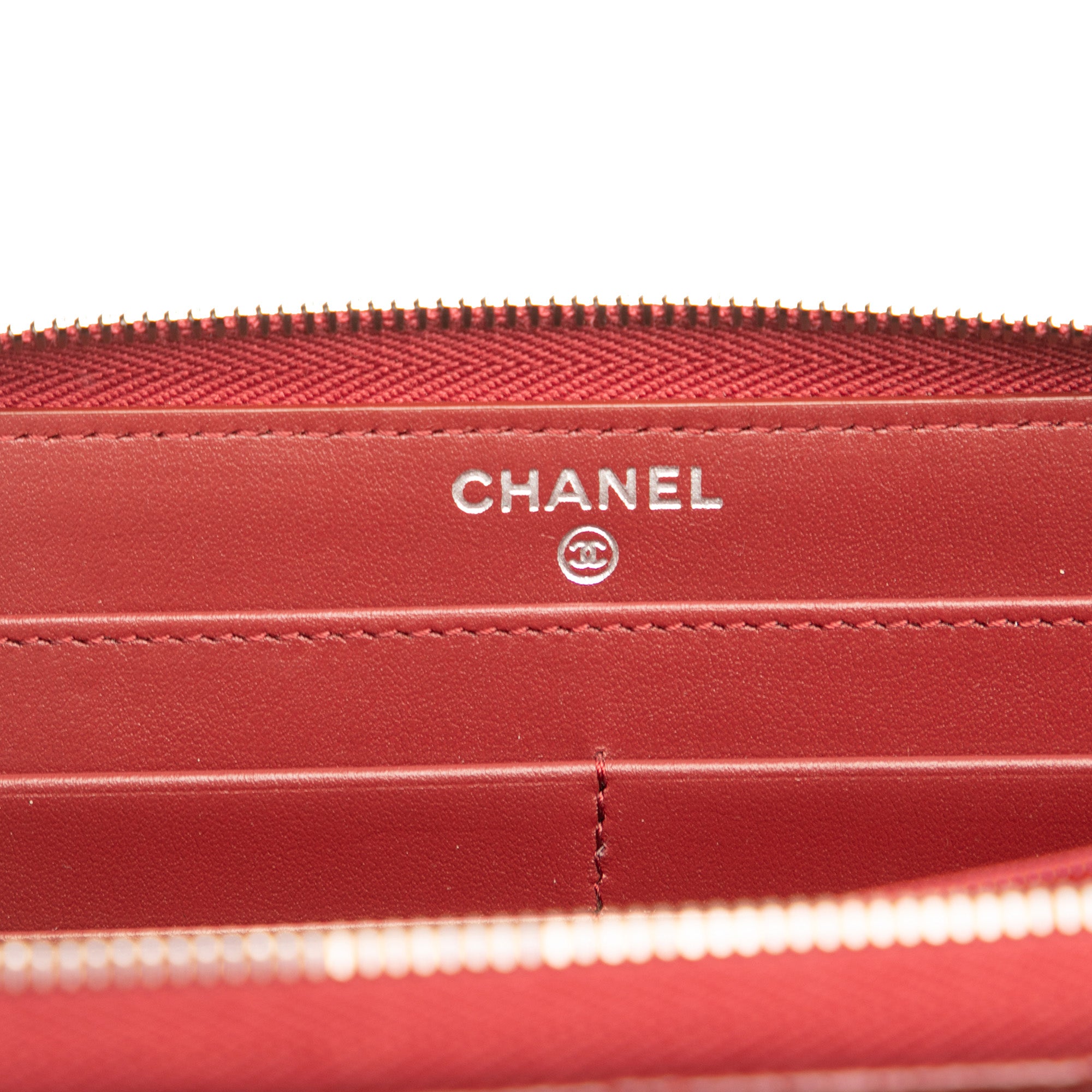 CC Quilted Caviar Zip Around Long Wallet