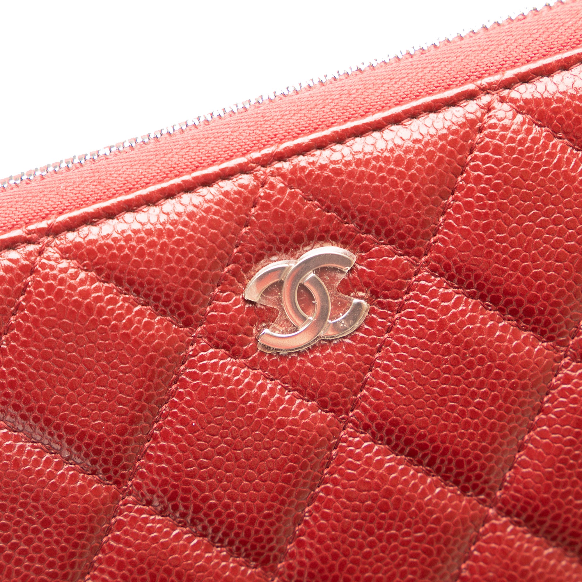 CC Quilted Caviar Zip Around Long Wallet