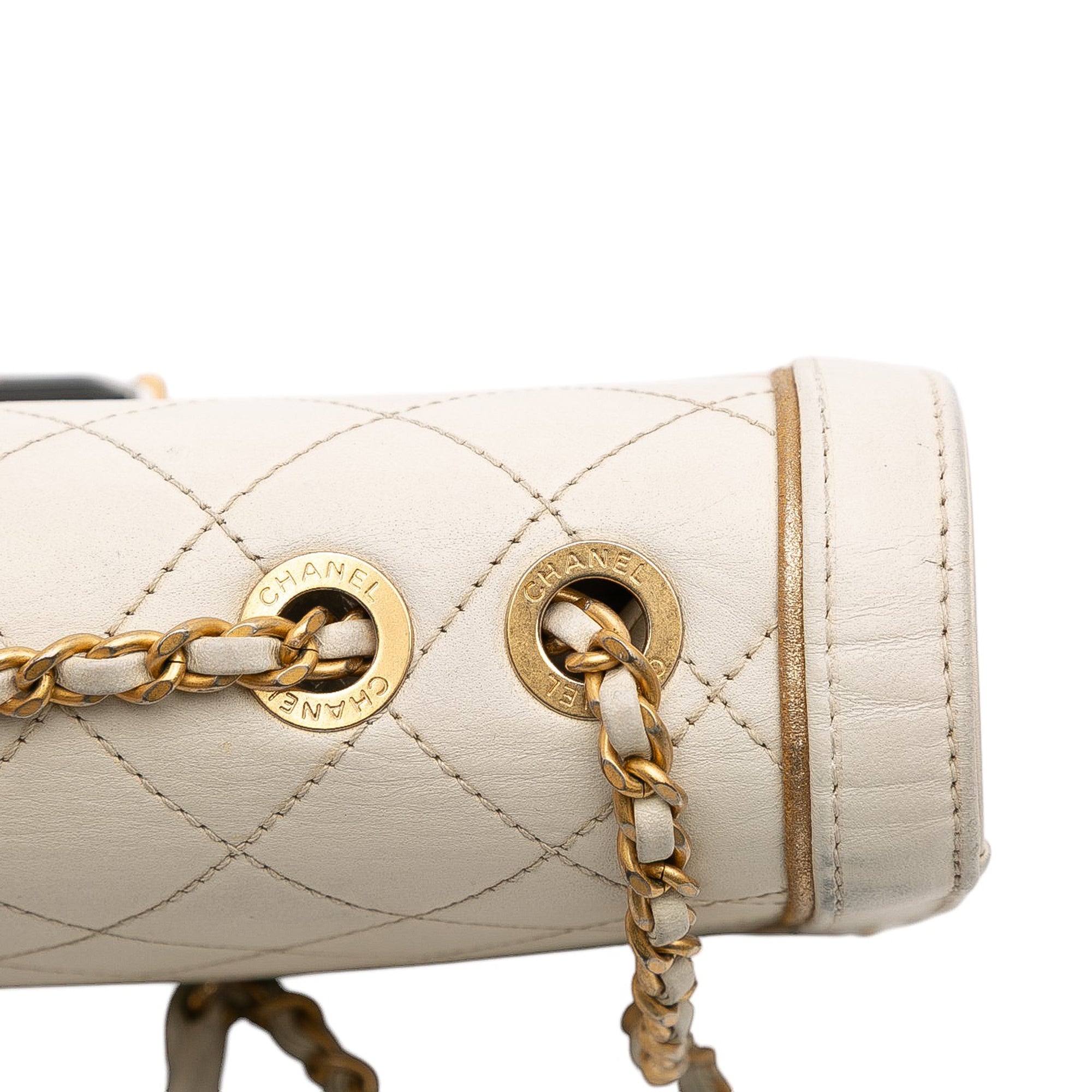 Medium Quilted Calfskin Octagon CC Clasp Flap