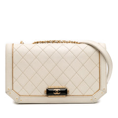 Medium Quilted Calfskin Octagon CC Clasp Flap