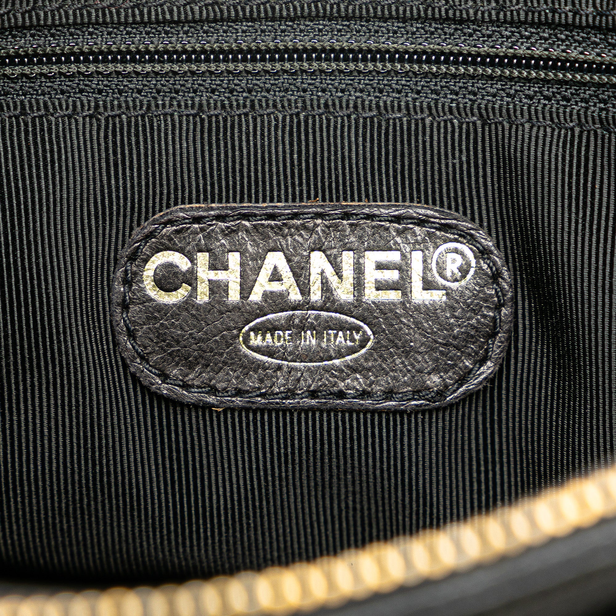 Embroidered Caviar Logo Shoulder Bag