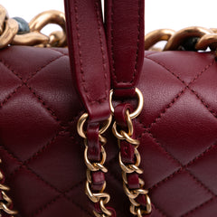 Quilted Calfskin Pearl Jewel Chain Flap