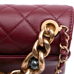 Quilted Calfskin Pearl Jewel Chain Flap