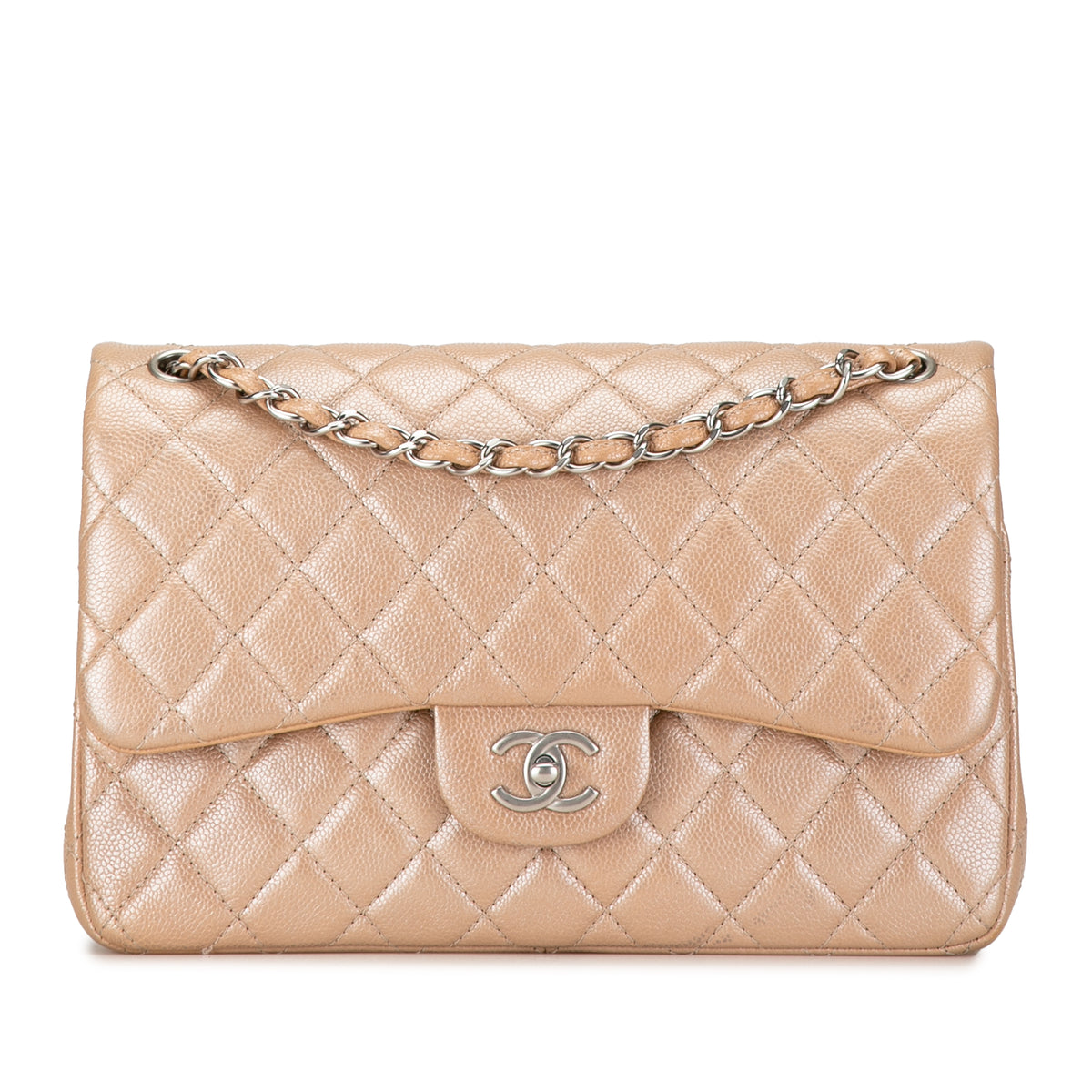 Jumbo Classic Iridescent Caviar Double Flap_0