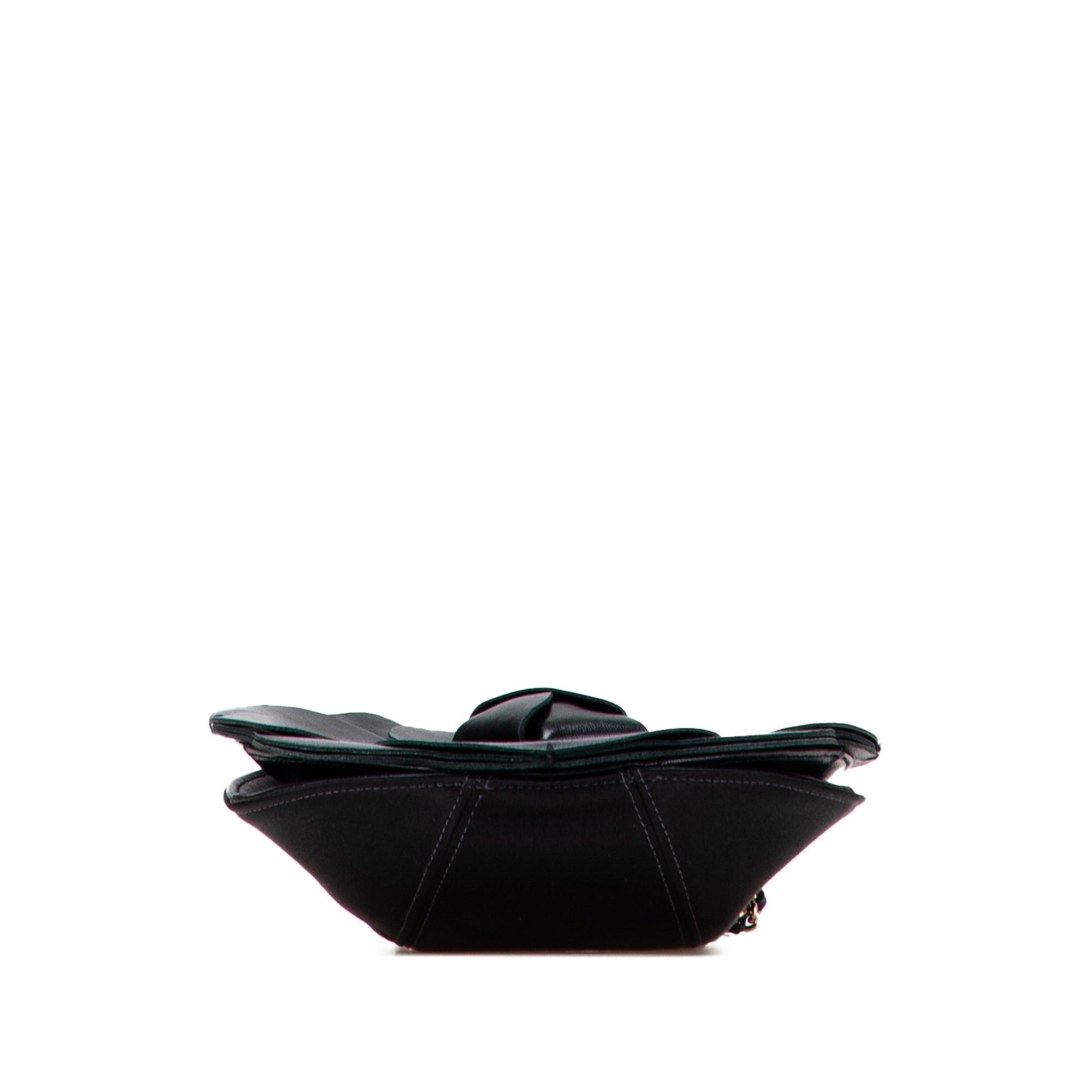 Lambskin and Satin Camellia Flower Evening Bag