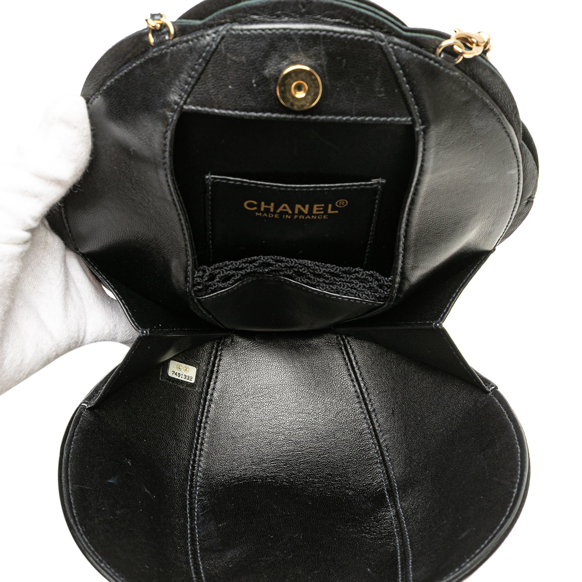 Lambskin and Satin Camellia Flower Evening Bag