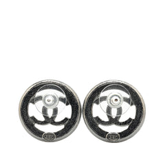 Ruthenium Pearl CC Round Push Back Earrings