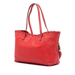 Leather Bamboo Tassel Tote